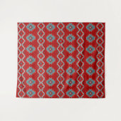 Zuidwest Mesas Rood en Turquoise Geometrisch Ontwe Wandkleed (Voorkant (horizontaal))