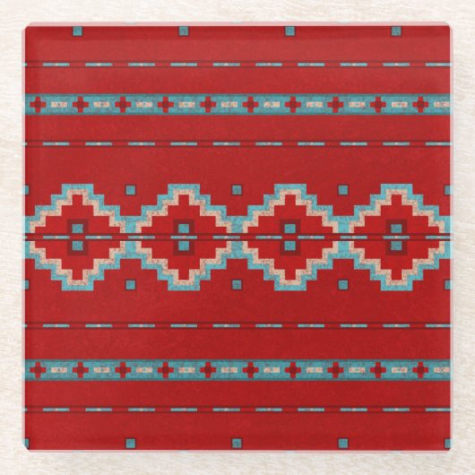 Zuidwest Mesas Rood en Turquoise Glazen Onderzetter (Voorkant)