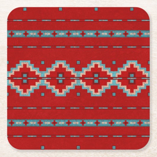 Zuidwest Mesas Rood en Turquoise Kartonnen Onderzetters (Voorkant)