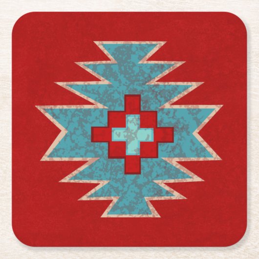 Zuidwest Mesas Rood en Turquoise Kartonnen Onderzetters (Voorkant)