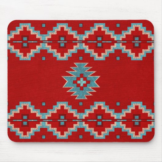 Zuidwest Mesas Rood en Turquoise Muismat (Voorkant)