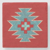 Zuidwest Mesas Rood en Turquoise Stenen Onderzetter (Voorkant)