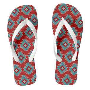 Zuidwest Mesas Rood en Turquoise Teenslippers