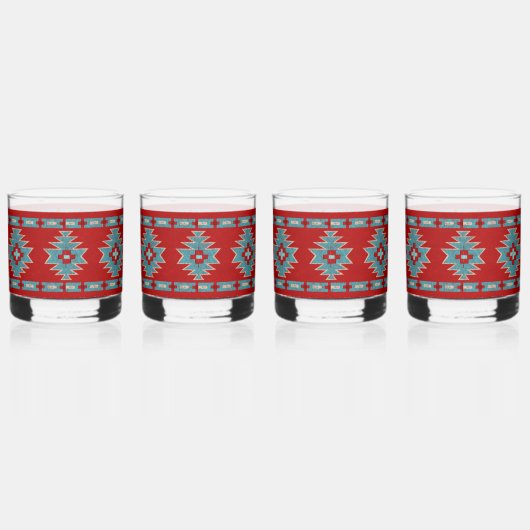 Zuidwest Mesas Rood en Turquoise Whisky Glas (Rechts)