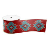 Zuidwest Mesas Rood & Turquoise 3" Satijnen Lint (Spoel)