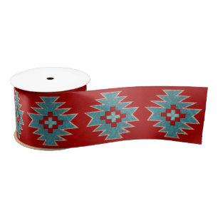 Zuidwest Mesas Rood & Turquoise 3" Satijnen Lint