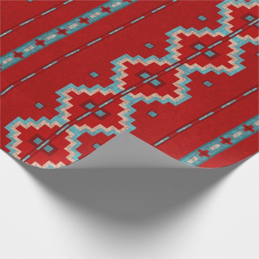 Zuidwest Mesas Rood & Turquoise Cadeaupapier (Hoek)