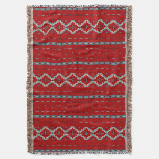 Zuidwest Mesas Rood & Turquoise Deken (Voorkant Verticaal)