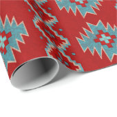 Zuidwest Mesas Rood & Turquoise geometrisch patroo Cadeaupapier (Rol Hoek)