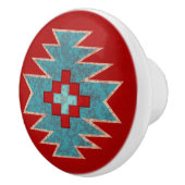 Zuidwest Mesas Rood & Turquoise geometrisch patroo Keramische Knop (Rechts)