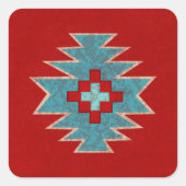 Zuidwest Mesas Rood & Turquoise geometrisch patroo Vierkante Sticker (Voorkant)