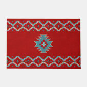 Zuidwest Mesas Rood & Turquoise gepersonaliseerd Deurmat (Voorkant)