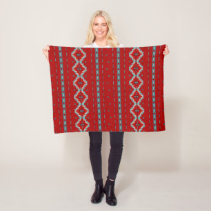 Zuidwest Mesas Rood & Turquoise Klein Fleece Deken