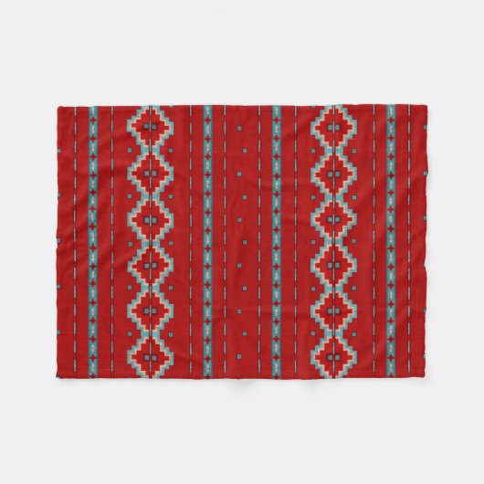 Zuidwest Mesas Rood & Turquoise Klein Fleece Deken (Voorkant (Horizontaal))