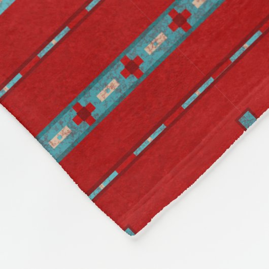 Zuidwest Mesas Rood & Turquoise Klein Fleece Deken (Hoek)