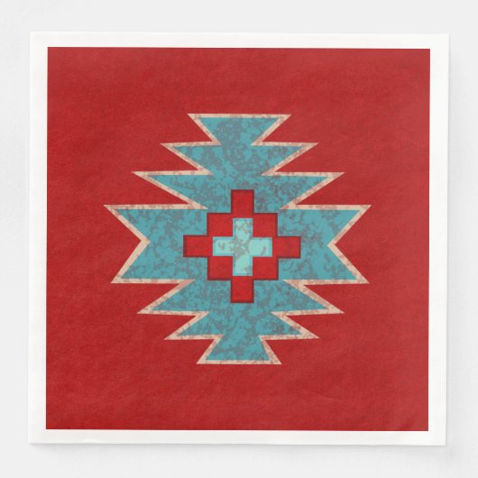 Zuidwest Mesas Rood & Turquoise Servet (Voorkant)