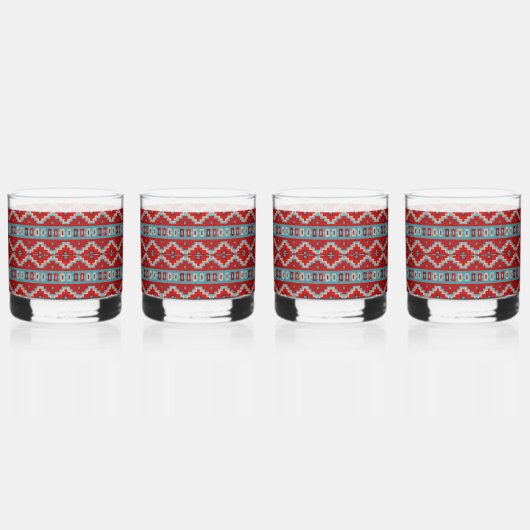 Zuidwest Mesas Turquoise en Rood Whisky Glas (Achterkant)