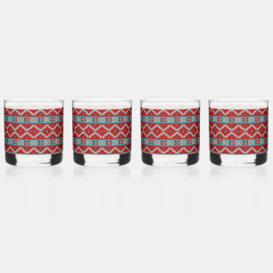 Zuidwest Mesas Turquoise en Rood Whisky Glas