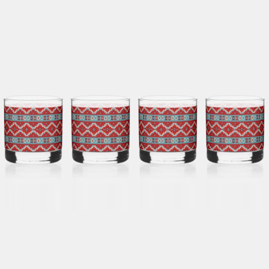 Zuidwest Mesas Turquoise en Rood Whisky Glas (Links)