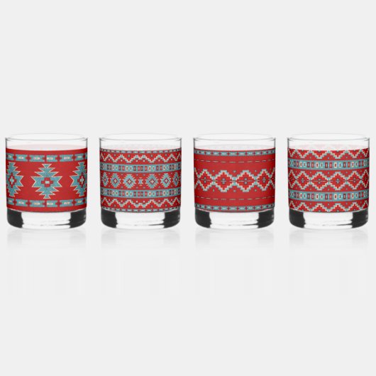 Zuidwest Mesas Turquoise & Red Assorted Set Whisky Glas (Rechts)