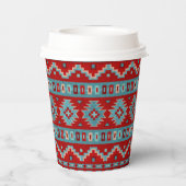 Zuidwest Mesas Turquoise & Red Geometric Papieren Bekers (Achterkant)