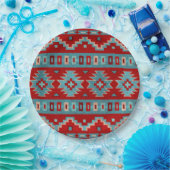 Zuidwest Mesas Turquoise & Red Geometric Papieren Bordje (Feest)