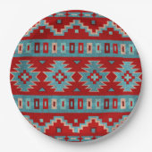 Zuidwest Mesas Turquoise & Red Geometric Papieren Bordje (Voorkant)