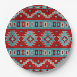 Zuidwest Mesas Turquoise & Red Geometric Papieren Bordje