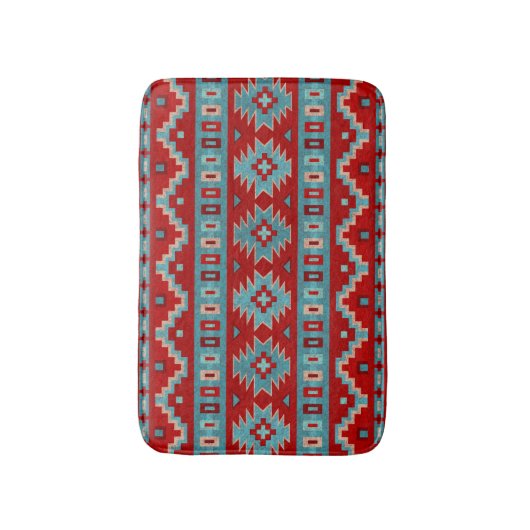 Zuidwest Mesas Turquoise & Red Small Badmat (Voorkant Verticaal)