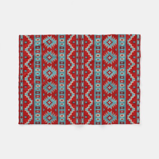 Zuidwest Mesas Turquoise & Red Small Fleece Deken (Voorkant (Horizontaal))
