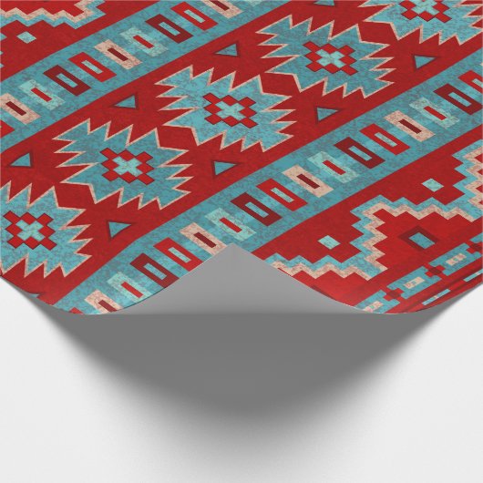 Zuidwest Mesas Turquoise & Rood Cadeaupapier (Hoek)