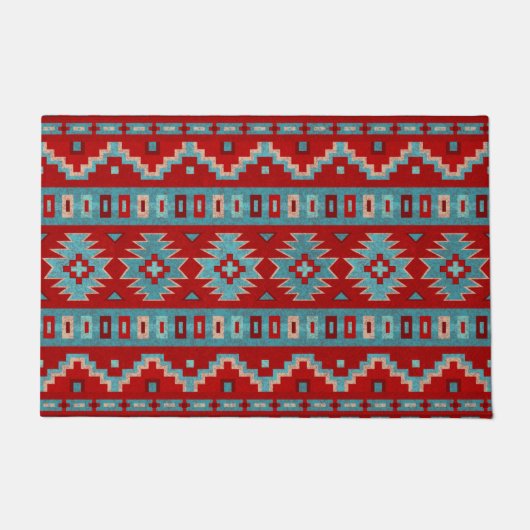 Zuidwest Mesas Turquoise & Rood Deurmat (Voorkant)
