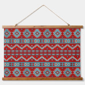 Zuidwest Mesas Turquoise & Rood Geometrisch Patroo Hangend Wandkleed (Voorkant)