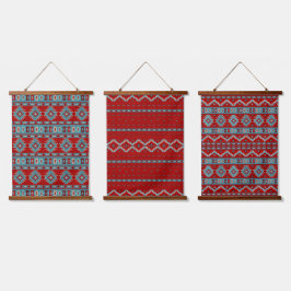 Zuidwest Mesas Turquoise & Rood Geometrisch Patroo Hangend Wandkleed
