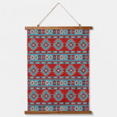 Zuidwest Mesas Turquoise & Rood Geometrisch Patroo Hangend Wandkleed (Voorkant)