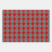 Zuidwest Mesas Turquoise & Rood Geometrisch Patroo Inpakpapier Vel (Voorkant 3)