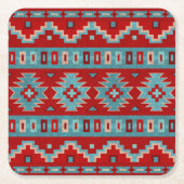 Zuidwest Mesas Turquoise & Rood Kartonnen Onderzetters (Voorkant)