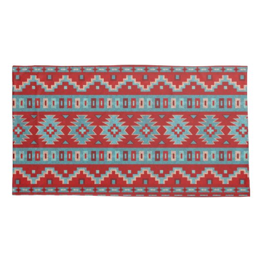 Zuidwest Mesas Turquoise & Rood Kussensloop (Achterkant-Links)