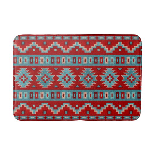 Zuidwest Mesas Turquoise & Rood Medium Badmat (Voorkant)