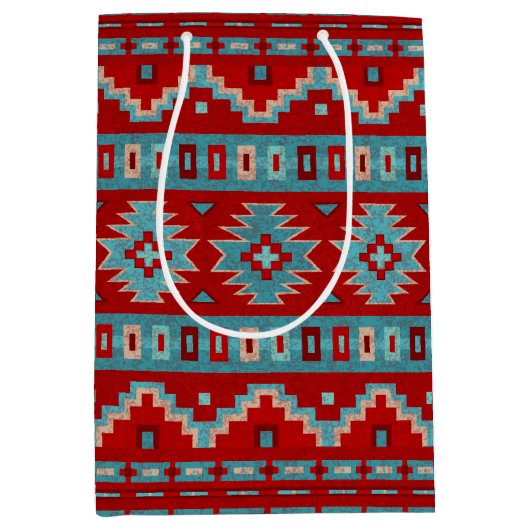 Zuidwest Mesas Turquoise & Rood Medium Cadeauzakje (Voorkant)