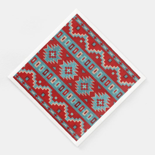 Zuidwest Mesas Turquoise & Rood Servet (Hoek)