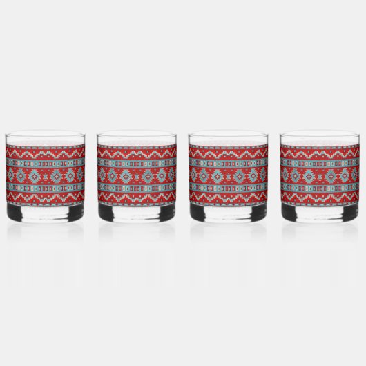 Zuidwest Mesas Turquoise & Rood Whisky Glas (Rechts)