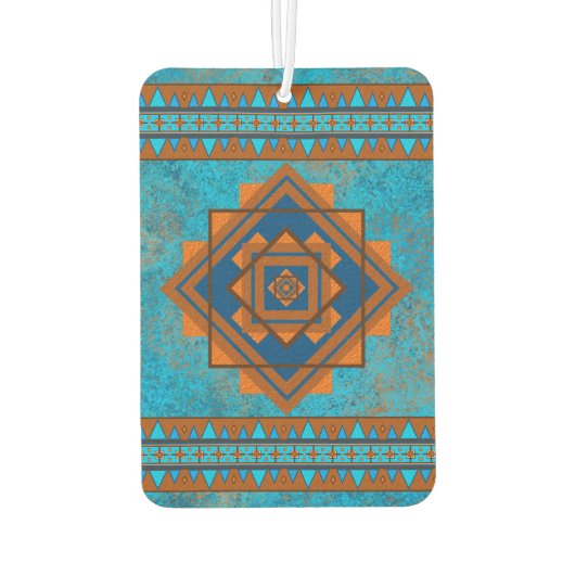 Zuidwest Mountain Peak Turquoise geometrisch ontwe Luchtverfrisser (Achterkant)