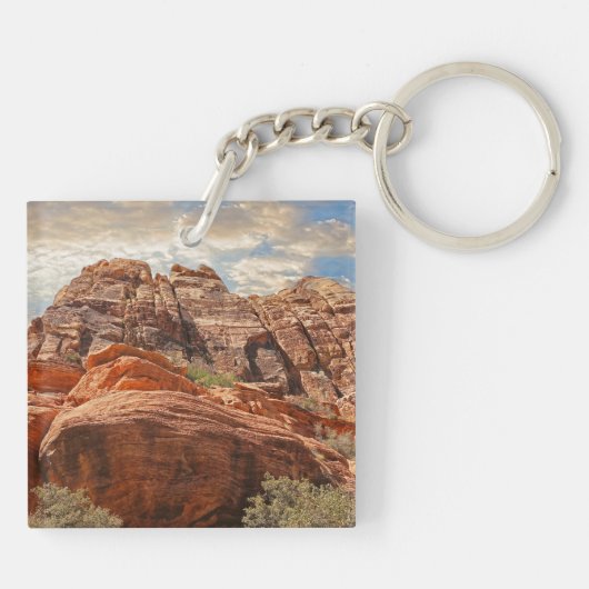 Zuidwest Mountain Scene Acryl Sleutelhanger (Achterkant)