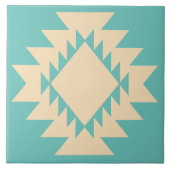 Zuidwest Native American Geometric Turquoise Tan Tegeltje (Voorkant)