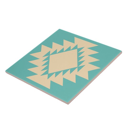 Zuidwest Native American Geometric Turquoise Tan Tegeltje (Zijkant)