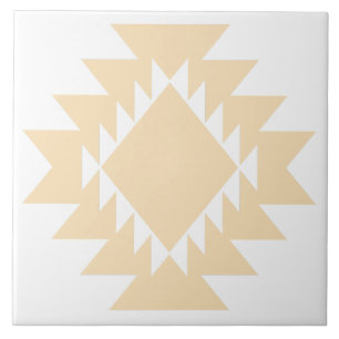 Zuidwest Native American Geometric Wit en Tan Tegeltje