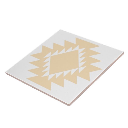 Zuidwest Native American Geometric Wit en Tan Tegeltje (Zijkant)