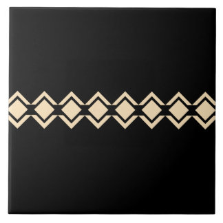 Zuidwest Native American Geometric Zwart en Tan Tegeltje