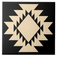 Zuidwest Native American Geometric Zwart en Tan